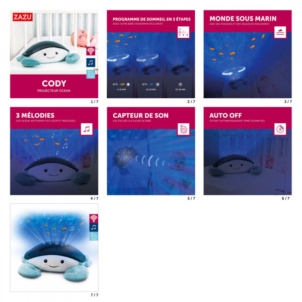 Projecteur lumineux et sonore cody le crabe Zazu