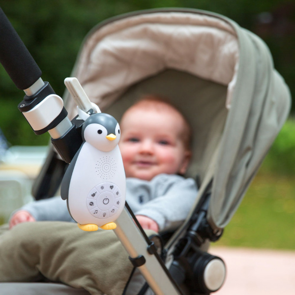 Veilleuse bébé boîte à musique zoé le pingouin gris Zazu