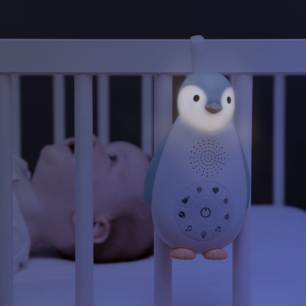 Veilleuse bébé boîte à musique zoé le pingouin bleu Zazu